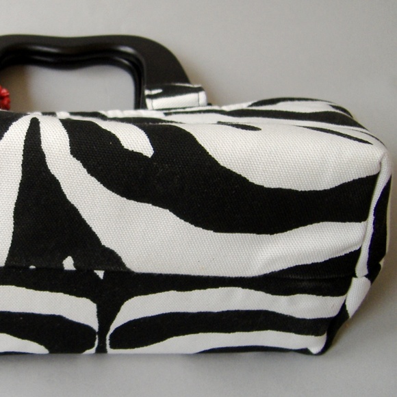 Meredith Zebra Stripe Purse Hand Made Bag Animal Print Black White Tote Fabric - Picture 5 of 6